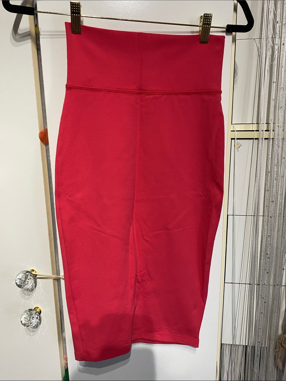 Bebe Teaberry Coral Stretch Pencil Skirt Size XS